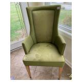 GREEN HIGH BACK CHAIR 40 INCHES HIGH X 22 INCHES
