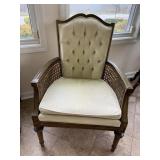 1970S TUFTED BACK CANE SIDE CHAIR 35 INCHES HIGH