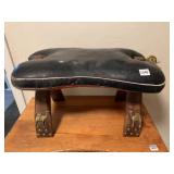LEATHER CAMEL SADDLE STOOL