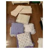 ASSORTED LINENS AND PILLOWS