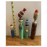 EGYPTIAN WOODEN SPINDLE DOLL GROUP OF 4