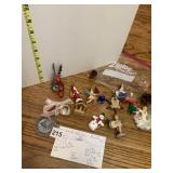 ASSORTED MINIATURE CHRISTMAS FIGURES AND SILVER
