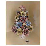A, ZEN SCHULLORE & F PORCELAIN FLOWERS W/ BASKET