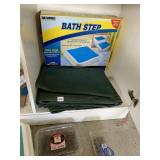 LARGE TARP WITH GROMETS AND TIE DOWNS, BATH STEP