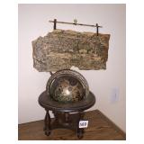 WORLD GLOBE AND WALL HANGING W/ BAMBOO HANGER