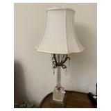 23" H GLASS CENTER CRYSTAL PRISM LAMP W/ SHADE