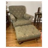 DOMAIN GREEN ARMCHAIR WITH OTTOMAN SMALL LEAF