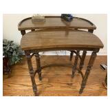 TWO UNUSUAL NESTING TABLES WITH GALLERY 25" H X