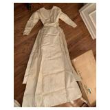 WEDDING DRESS WITH FLORAL APPLIQUE ON BUST,