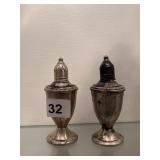 STERLING PEDESTAL SALT AND PEPPERS WEIGHTED VASE