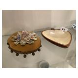 NAPOLEON FLOWER ARRANGEMENTS ON VELVET STAND, AND