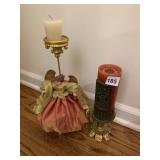 ANGEL BASED CANDLE STAND AND CANDLE ON PEDESTAL