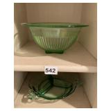GREEN DEPRESSION DIVIDED DISH, DEPRESSION BOWL
