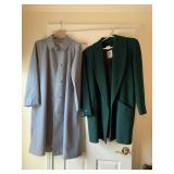 JONES NEW YORK SIZE LARGE GREEN WOOL COAT AND