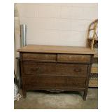OAK ANTIQUE DRESSER 4 DRAWER CARVED FRONT