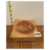 LEATHER COVERED BOX W/ CAMEL