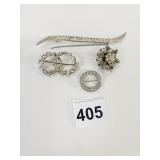 GROUP OF RHINESTONE PIN BROOCHES RHINESTONE HAIR