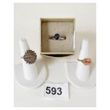 RINGS SILVER 925 THAILAND BLACK STONE SIZE 8 BLUE