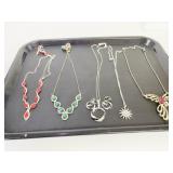 SILVER TONE CIRCLE PENDANT NECKLACE EARRINGS SET