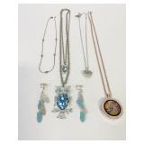 OWL SILVER TONE NECKLACE AND EARRINGS SILVER TONE