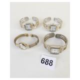 WRISTWATCHES SILVER TONE WITH GOLD TONE OPEN WORK