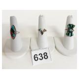 SOUTHWEST DESIGN RINGS SIZE 6 BILL & LOU ZUNI