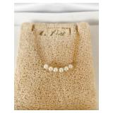 14K GOLD NECKLACE PEARL FOCAL CENTER 11" (.79G)