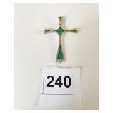 SILVER INLAY TURQUOISE CROSS PENDANT