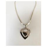 SILVER 925 HEART PENDANT BRACELET WITH RHINESTONE