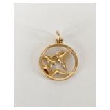 14K GOLD OPEN WORK HUMMINGBIRD PENDANT 1.36G