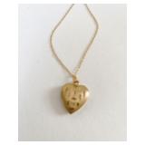 14K GOLD HEART LOCKET AND CHAIN 1.72G