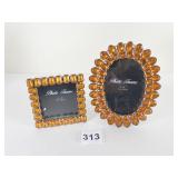 PICTURE FRAMES WITH LARGE AMBER PRONG SET FAUX