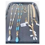 NECKLACE DROP EARRING SET WHITE CLIP EARRINGS