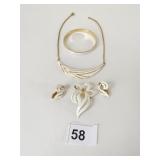 MONET WHITE FINISH CHOKER NECKLACE BANGLE