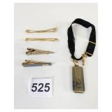 HICKOK GOLD TONE WATCH FOB ON RIBBON TIE