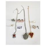 PENDANT NECKLACES HEART VINTAGE FLOWER EARRINGS