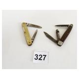 TWO OLD PEN KNIVES ONE DOUBLE ONE TRIPLE BLADE