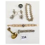 WINGS AND STARS EARRINGS MARKED MEXICO BRASS