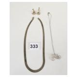 SILVER 925 CHAIN NECKLACE SHIPS WHEEL EARRINGS