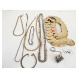 LONG CHAIN NECKLACES STRETCH BELT WITH GOLD TONE