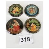 RUSSIAN FOLK ART HAND PAINTED LACQUERED PINS