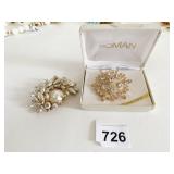 ROMAN BRAND GOLD TONE PIN GENUINE CRYSTAL ORIG