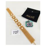 GOLD TONE 3/4" WIDE MESH BAND CHOKER NECKLACE