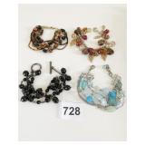 BRACELET LOT BLACK BEADED TRIPLE STRAND MULTI