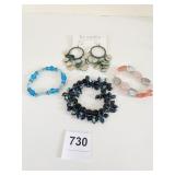 BEADED STRETCH BRACELETS BLUE GLASS POLISHED