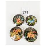 RUSSIAN FOLK ART HAND PAINTED LACQUERED PINS