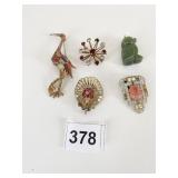 STERLING STARBURST RED STONE PIN PENDANT TALL