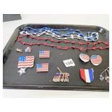 PATRIOTIC RED WHITE BLUE PINS BEADS EARRINGS