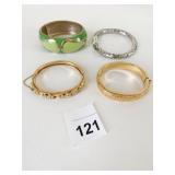 HINGED ENAMEL BRACELET GOLD TONE HINGED MONET