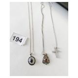 STERLING 925 PENDANT NECKLACES RHINESTONE CROSS